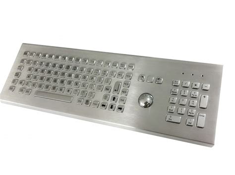 Industrial Metal Kiosk Full Size Trackball Keyboard with Numeric 